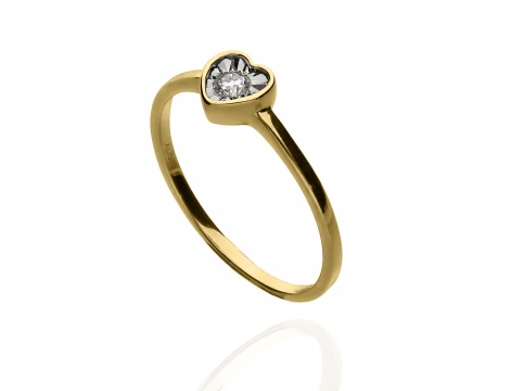 Złoty pierścionek próby 0,585 z brylantem 0,08ct - 2