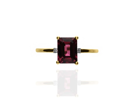 Złoty pierścionek próby 0,585 z rodolitem 1,08ct i brylantami 0,03ct - 3