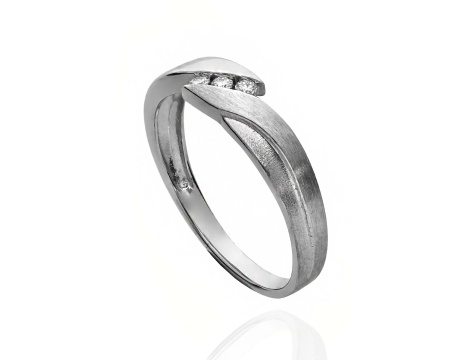 Pierścionek z białego złota próby 0,585 z brylantami 0,06 ct - 2