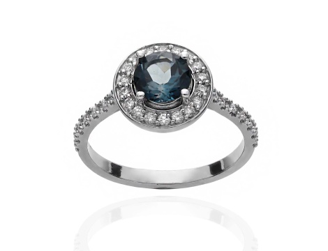 Pierścionek z białego złota próby 0,585 z labladorytem 0,92 ct i brylantami 0,32 ct