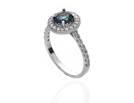 Pierścionek z białego złota próby 0,585 z labladorytem 0,92 ct i brylantami 0,32 ct - 2