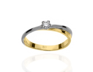 Pierścionek zaręczynowy w dwóch kolorach złota próby 0,585 z brylantem 0,12ct