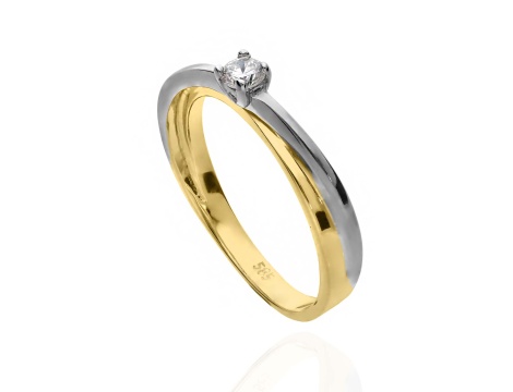 Pierścionek zaręczynowy w dwóch kolorach złota próby 0,585 z brylantem 0,12ct - 2