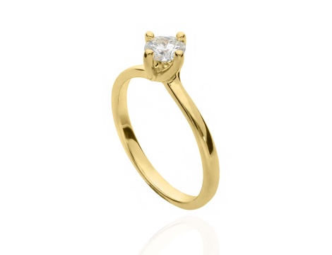 Złoty pierścionek zaręczynowy próby 0,585 z brylantem 0,57 ct - 2