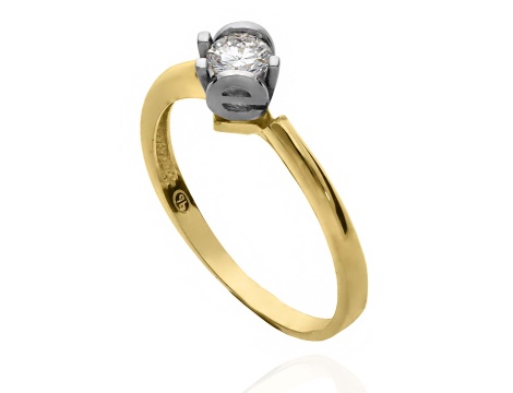 Złoty pierścionek zaręczynowy próby 0,585 z brylantem 0,22 ct LOVE - 2