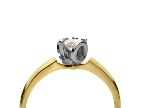 Złoty pierścionek zaręczynowy próby 0,585 z brylantem 0,22 ct LOVE - 4