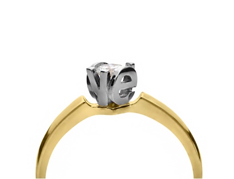 Złoty pierścionek zaręczynowy próby 0,585 z brylantem 0,22 ct LOVE - 5