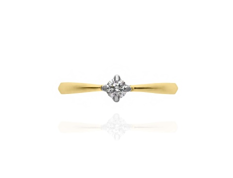 Złoty pierścionek zręczynowy próby 0,585 z brylantem 0,18 ct - 3