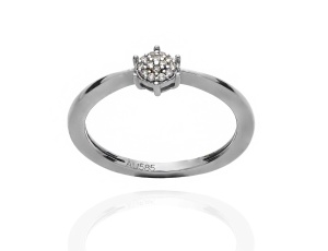 Pierścionek zaręczynowy z białego złota pr.585 z brylantami 0,04 ct
