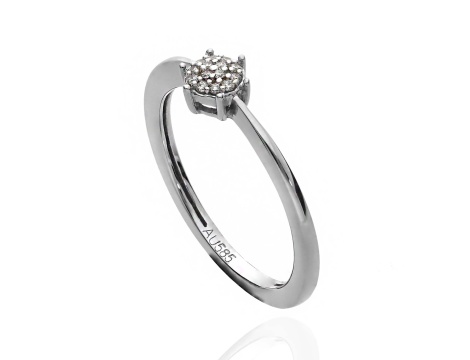 Pierścionek zaręczynowy z białego złota pr.585 z brylantami 0,04 ct - 2