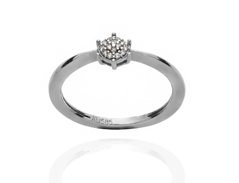 Pierścionek zaręczynowy z białego złota pr.585 z brylantami 0,04 ct