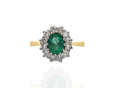 Złoty pierścionek próby 0,585 z szmaragdem 0,83 ct i brylantami 0,48 ct - 3