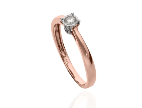 Pierścionek zaręczynowy z różowego złota próby 0,585 z diamentami 0,11 ct - 2