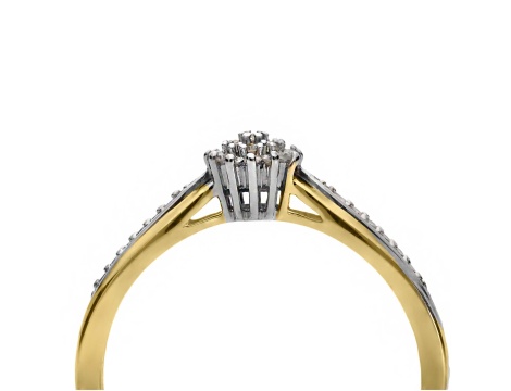 Złoty pierścionek zaręczynowy próby 0,585 z brylantami 0,09ct - 4