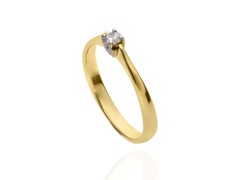 Złoty pierścionek zaręczynowy próby 0,585 z brylantem 0,09 ct - 2