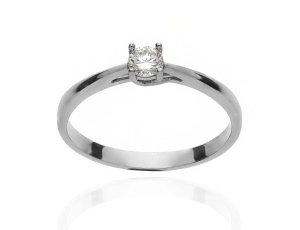 Pierścionek zaręczynowy z białego złota próby 0,585 z brylantem 0,22 ct
