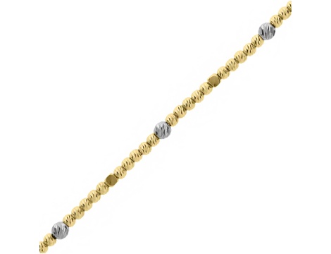 Złota bransoletka próby 0,585 z kuleczkami diamentowanymi z dwóch kolorach