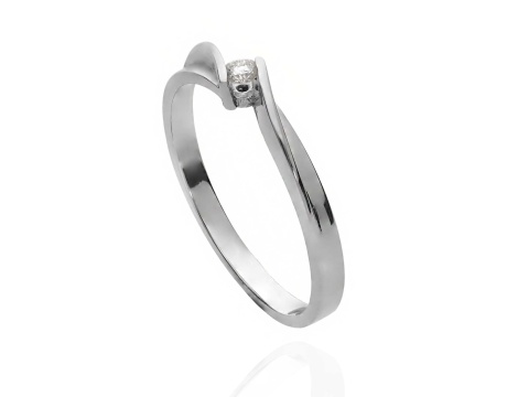 Pierścionek z białego złota próby 0,585 z brylantem 0,05 ct - 2