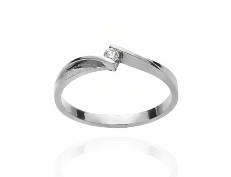Pierścionek z białego złota próby 0,585 z brylantem 0,05 ct
