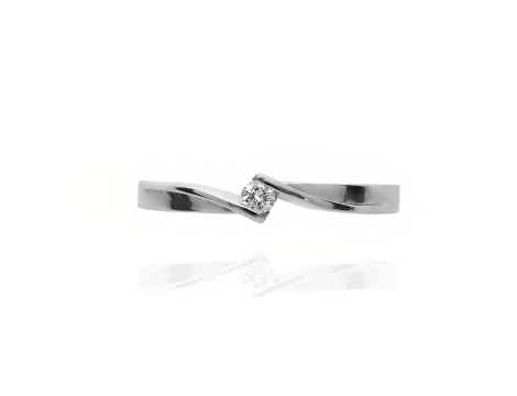 Pierścionek z białego złota próby 0,585 z brylantem 0,05 ct - 3