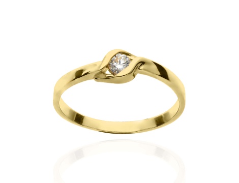 Złoty pierścionek zaręczynowy próby 0,585 z brylantem 0,12 ct