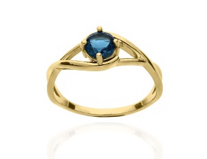 Złoty pierścionek próby 0,585 z London Blue topaz 0,70 ct