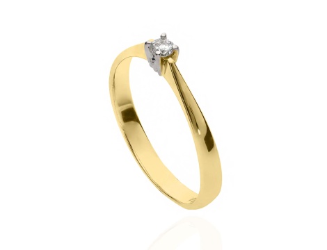 Złoty pierścionek zaręczynowy próby 0,585 z brylantem 0,08 ct - 2