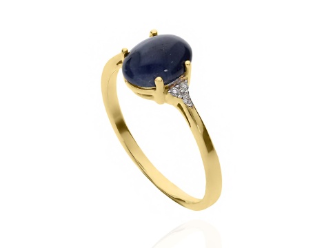 Złoty pierścionek próby 0,585 z szafirem 1,78 ct i brylantami 0,03 ct - 2