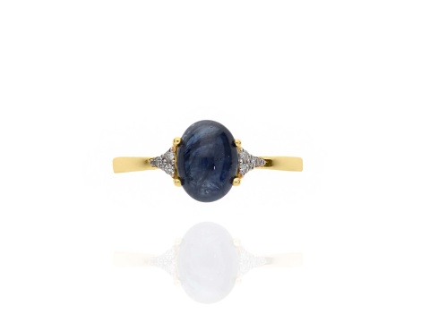 Złoty pierścionek próby 0,585 z szafirem 1,78 ct i brylantami 0,03 ct - 3