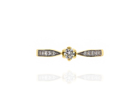 Złoty pierścionek zaręczynowy próby 0,585 z brylantami 0,21 ct - 3