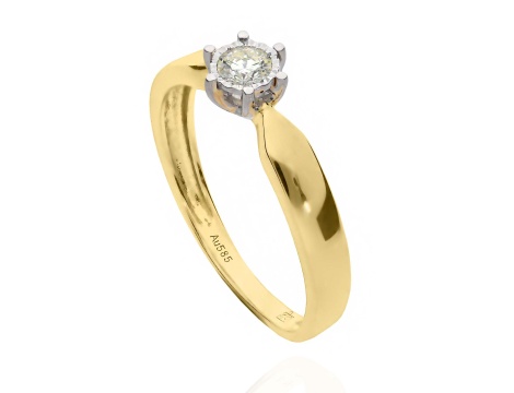 Złoty pierścionek próby 0,585 z brylantem 0,15 ct - 2