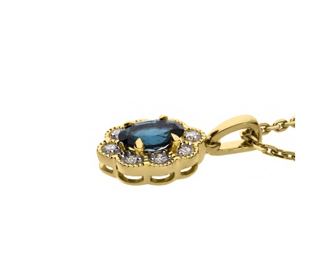 Złoty wisiorek próby 0,585 z London Blue tOPAZ 0,68 ct i brylantami 0,12 ct - 2