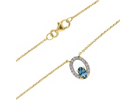 Złota celebrytka póby 0,585 z London Blue topaz 0,26 ct i diamentami 0,07 ct - 2