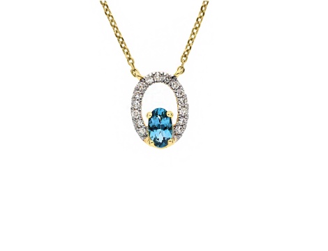 Złota celebrytka póby 0,585 z London Blue topaz 0,26 ct i diamentami 0,07 ct