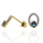 Złote kolczyki wkrętki próby 0,585 z London Blue Topaz 0,39 ct i diamentami 0,10 ct - 3