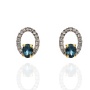 Złote kolczyki wkrętki próby 0,585 z London Blue Topaz 0,39 ct i diamentami 0,10 ct - 2
