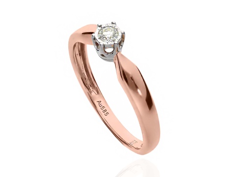 Pierścionek z różowego złota próby 0,585 z brylantem 0,08 ct - 2