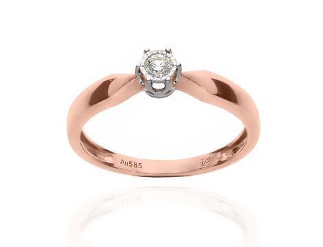 Pierścionek z różowego złota próby 0,585 z brylantem 0,08 ct