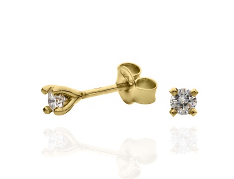 Złote kolczyki wkrętki próby 0,585 z brylantami 0,18 ct