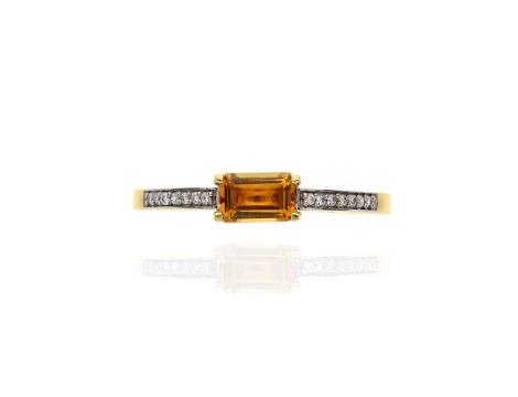 Złoty pierścionek próby 0,585 z cytrynem 0,60 ct i brylantami 0,07 ct - 3