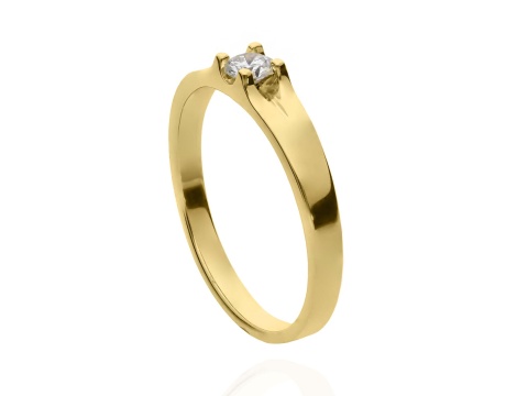 Złoty pierścionek zaręczynowy próby 0,585 z brylantem 0,18 ct - 3