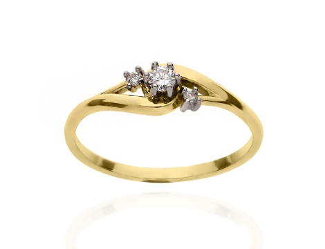 Złoty pierścionek rocznicowy próby 0,585 z brylantami 0,12 ct