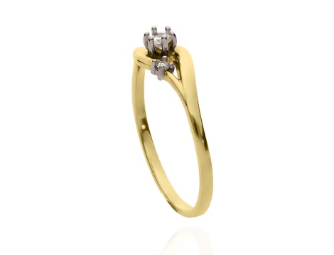 Złoty pierścionek rocznicowy próby 0,585 z brylantami 0,12 ct - 2