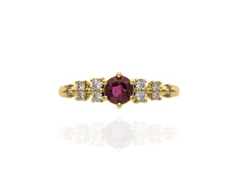 Złoty pierścionek próby 0,585 z rubinem 0,38 ct i brylantami 0,18 ct - 3