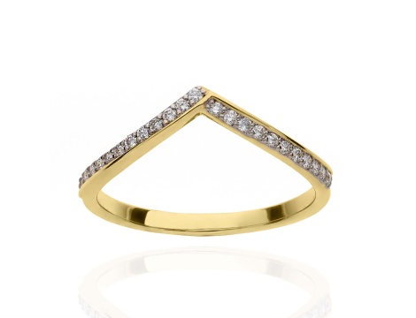 Złoty pierścionek próby 0,585 z brylantami 0,23 ct