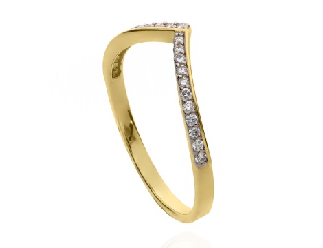 Złoty pierścionek próby 0,585 z brylantami 0,23 ct - 3