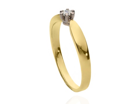 Złoty pierścionek zaręczynowy próby 0,585 z brylantem 0,08 ct - 2