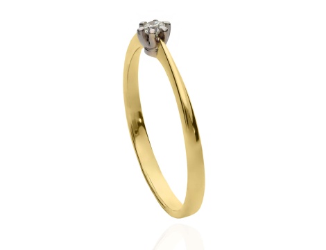 Złoty pierścionek zaręczynowy próby 0,585 z brylantem 0,08 ct - 3