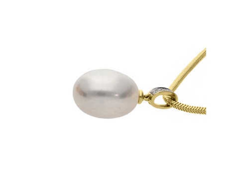 Złota zawieszka próby 0,585 z perłą i diamentami 0,02 ct - 2