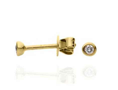 Złote kolczyki wkrętki próby 0,585 z brylantami 0,07 ct - 2
